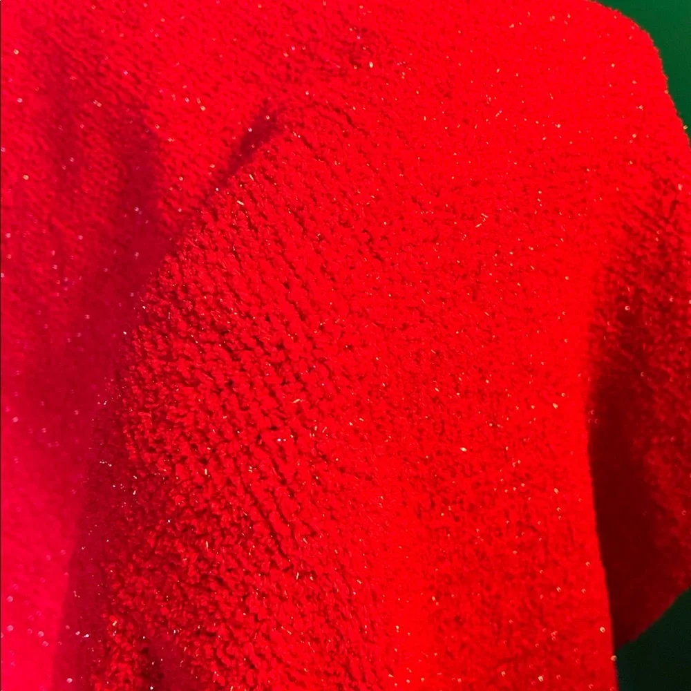 Red chenille with silver sparkles throw blanket 50”X 62” holiday decor christmas